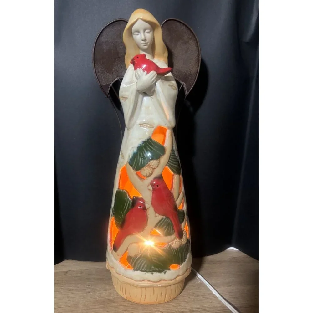 Cracker Barrel Season of Peace Cardinal Angel Light Up Lamp Christmas Holiday